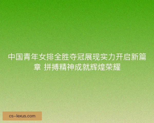 中国青年女排全胜夺冠展现实力开启新篇章 拼搏精神成就辉煌荣耀