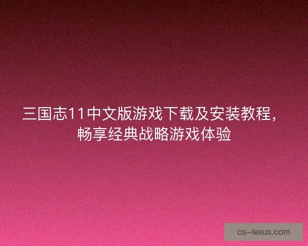 三国志11中文版游戏下载及安装教程，畅享经典战略游戏体验